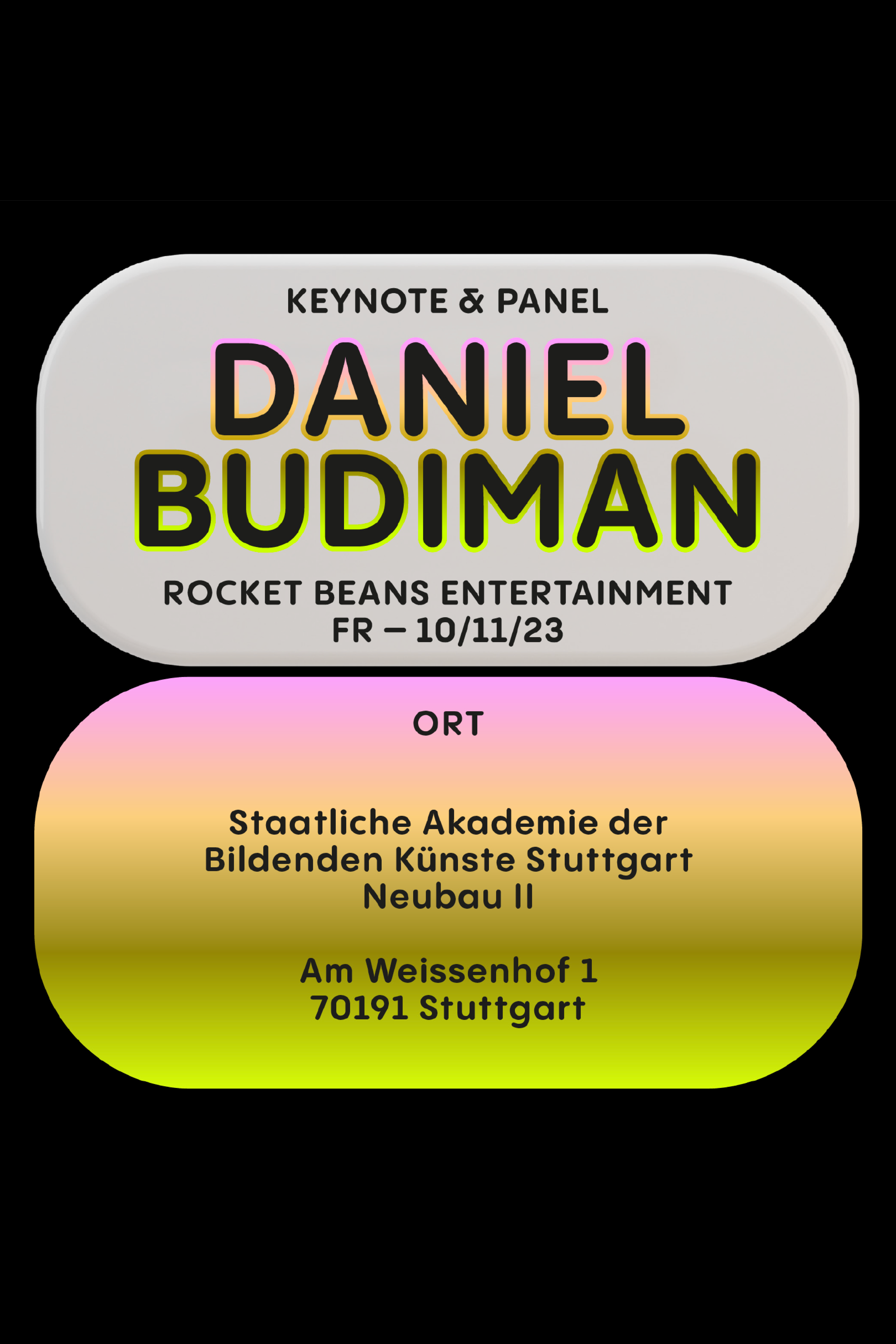 graphic example of a speaker announcement