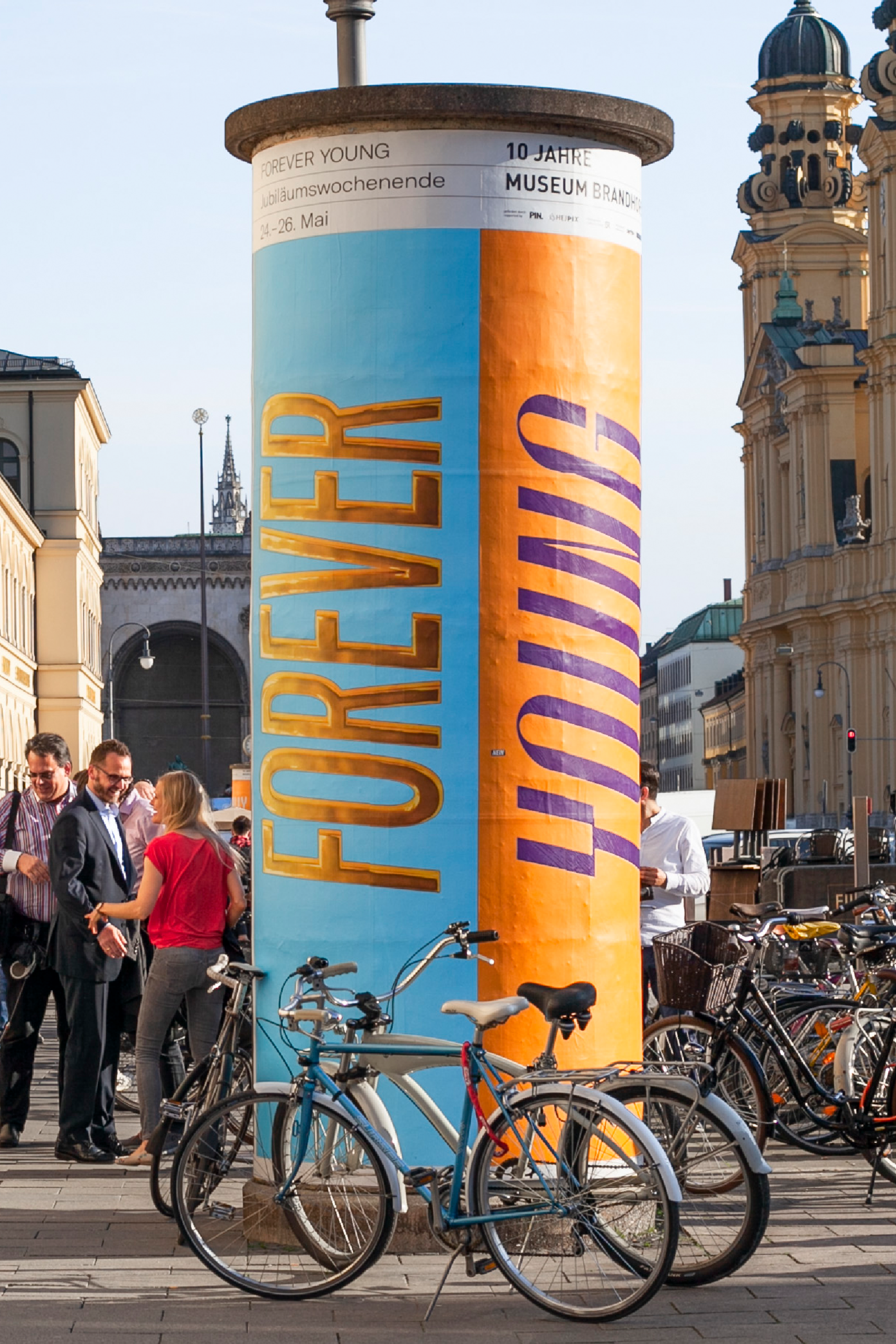 "Forever Young" campaign on a advertising pillar in Munich.
