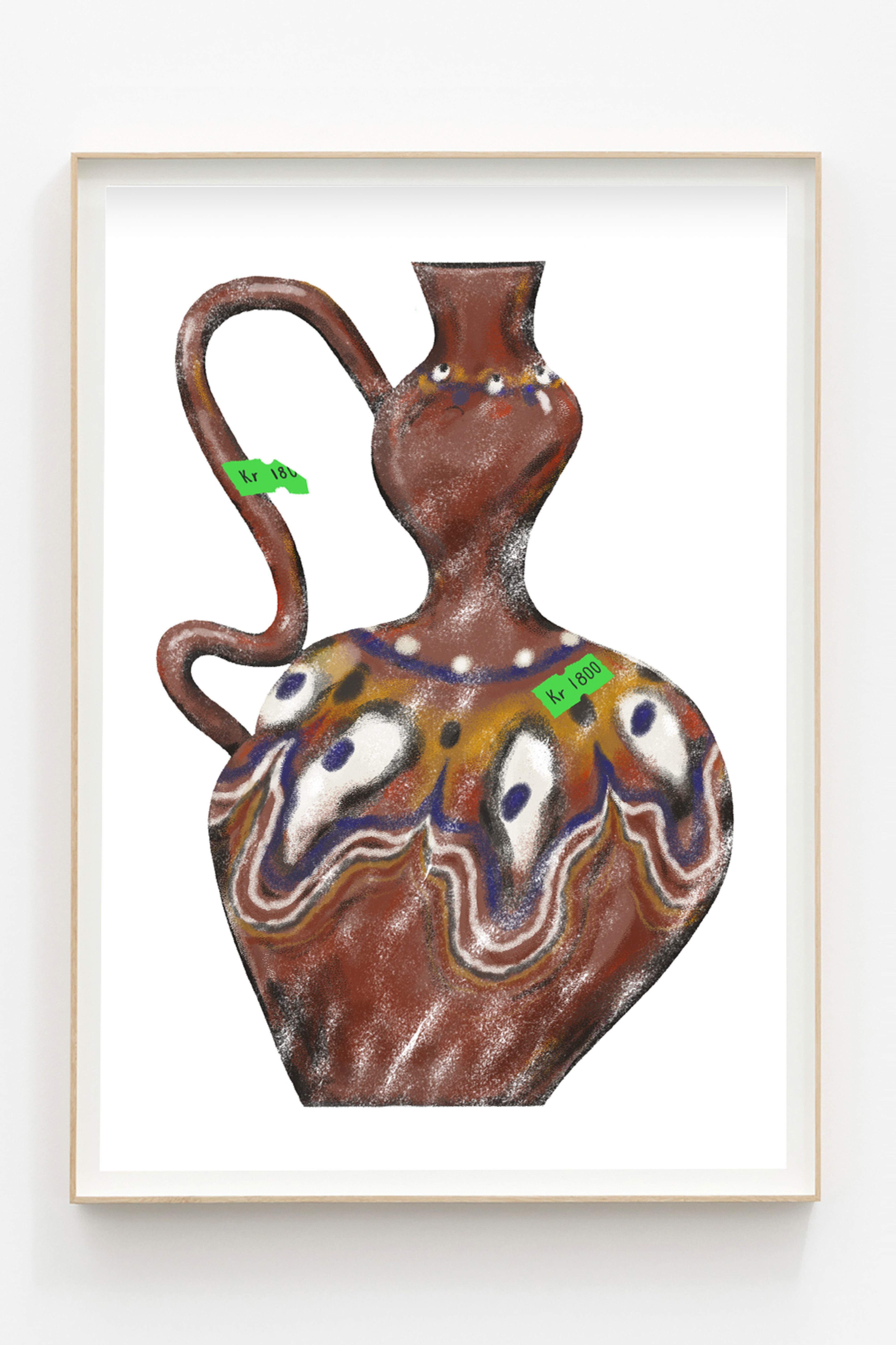 Illustration of a brown curvy vase on a white background.